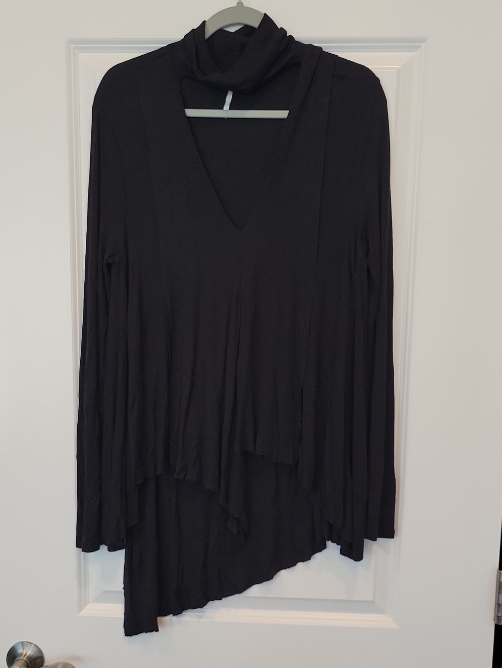 Free People Uptown Turtleneck/Choker V Neck Layered Front Higj Low Hem Small